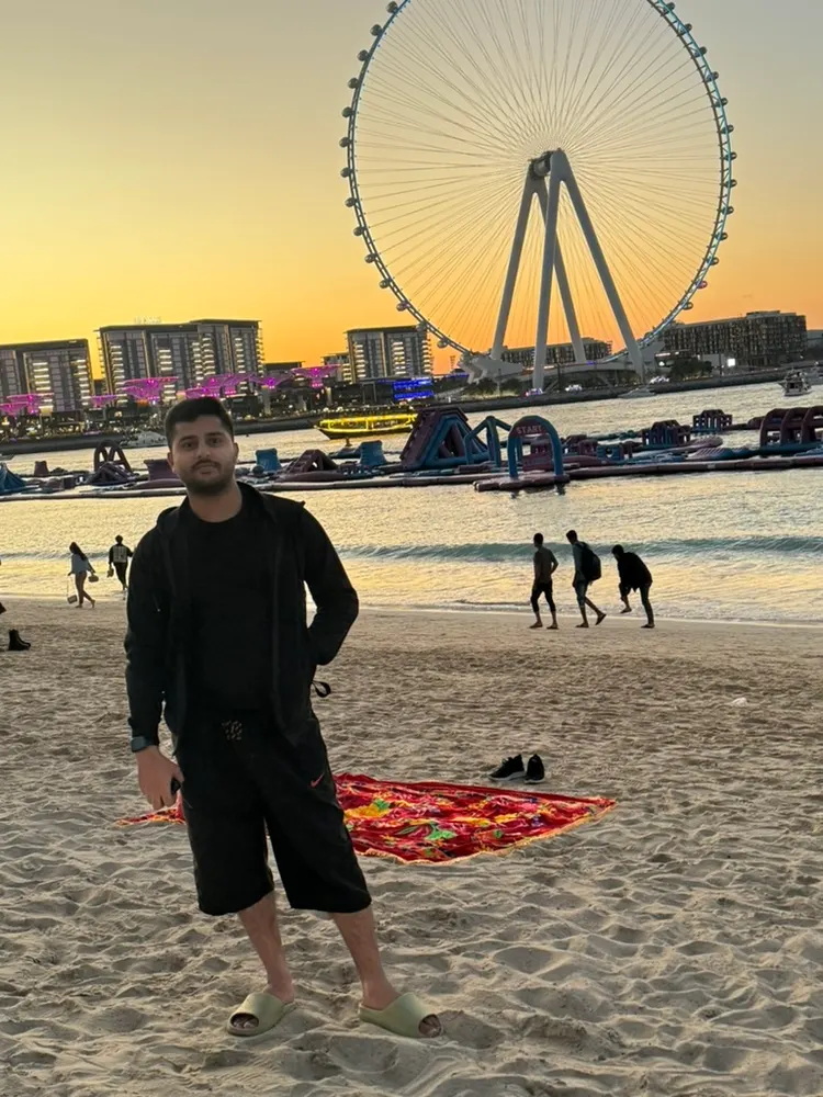 Sunset on JBR beach with the Ain Dubai wheel behind